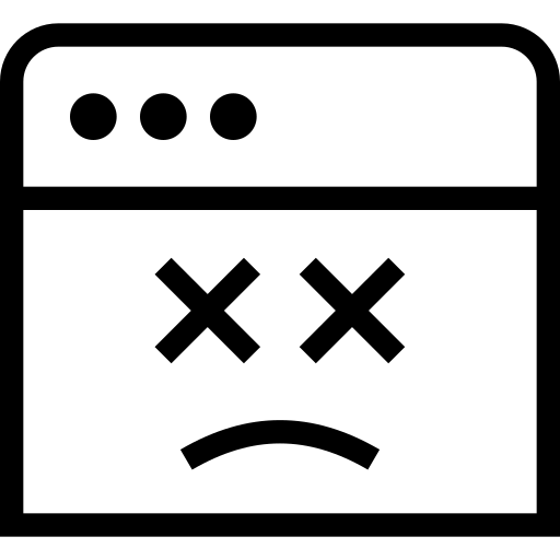 simple icon depicting a broken webpage