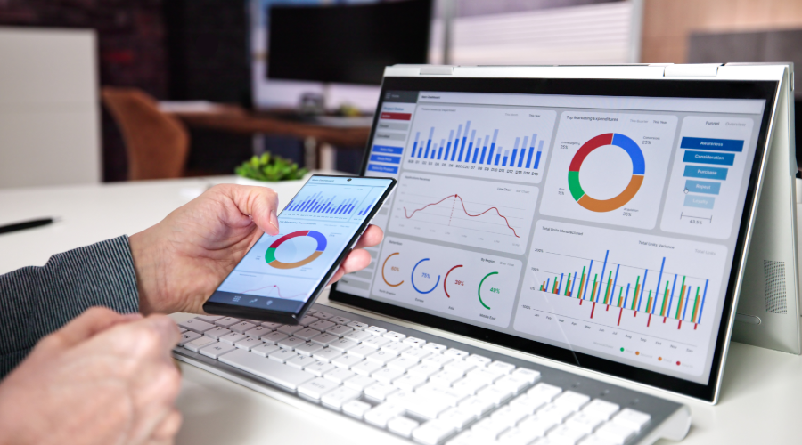 Bussiness owner checking their website's performance metrics