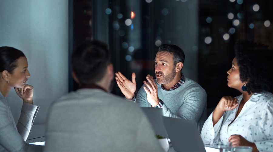 Marketing team planning AI-optimized SEO content to improve web visibility